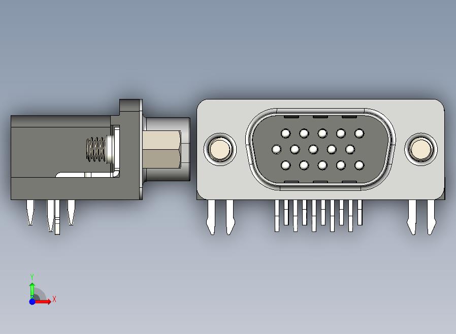 VGA-DB15型公母接口连接器3D图纸+Solidworks设计+附STEP