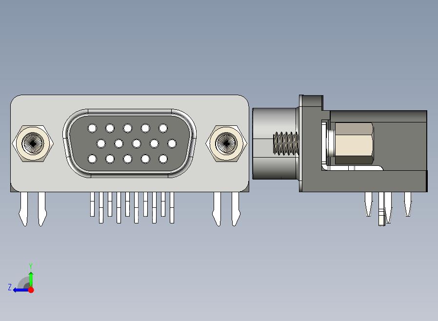 VGA-DB15型公母接口连接器3D图纸+Solidworks设计+附STEP