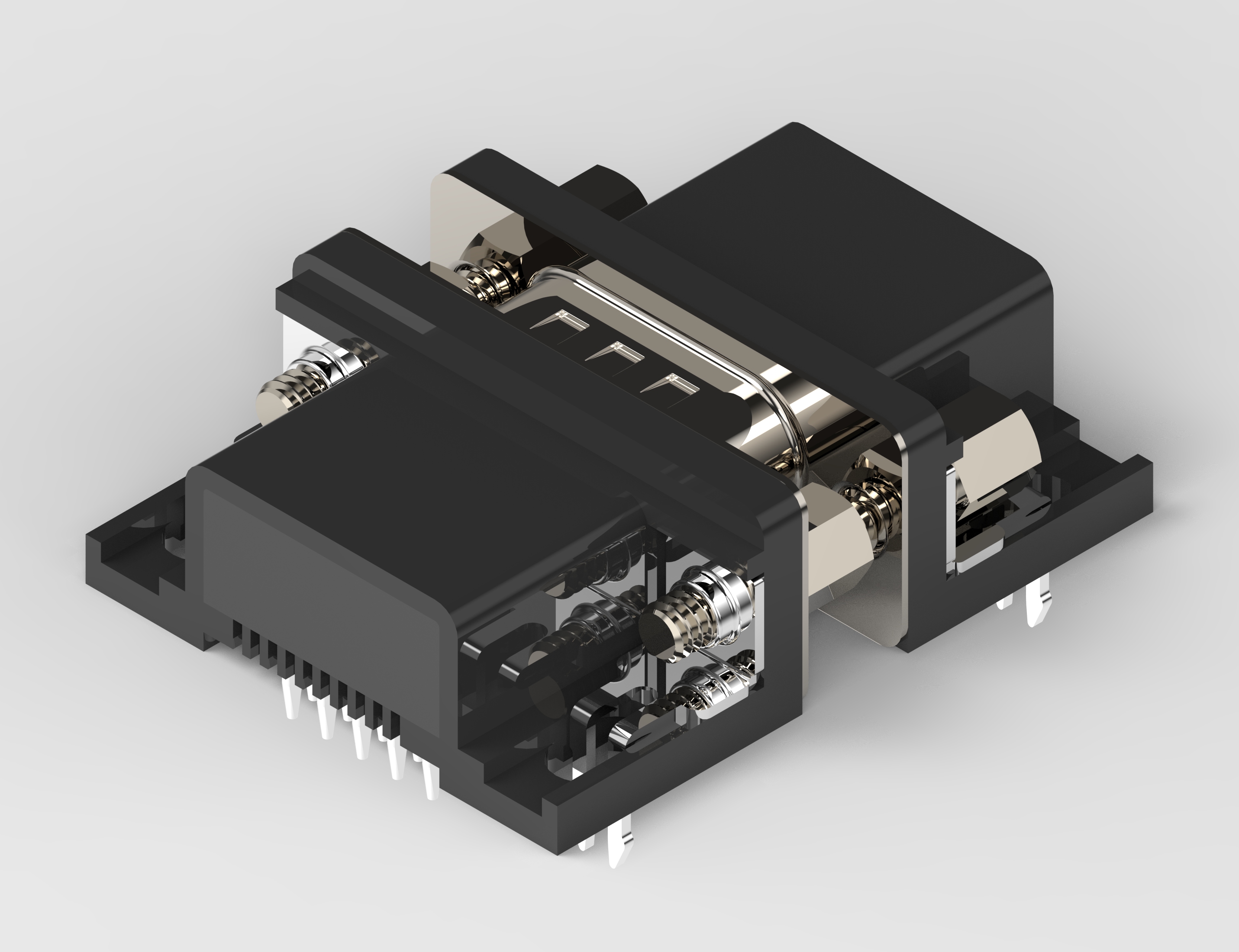 VGA-DB15型公母接口连接器3D图纸+Solidworks设计+附STEP