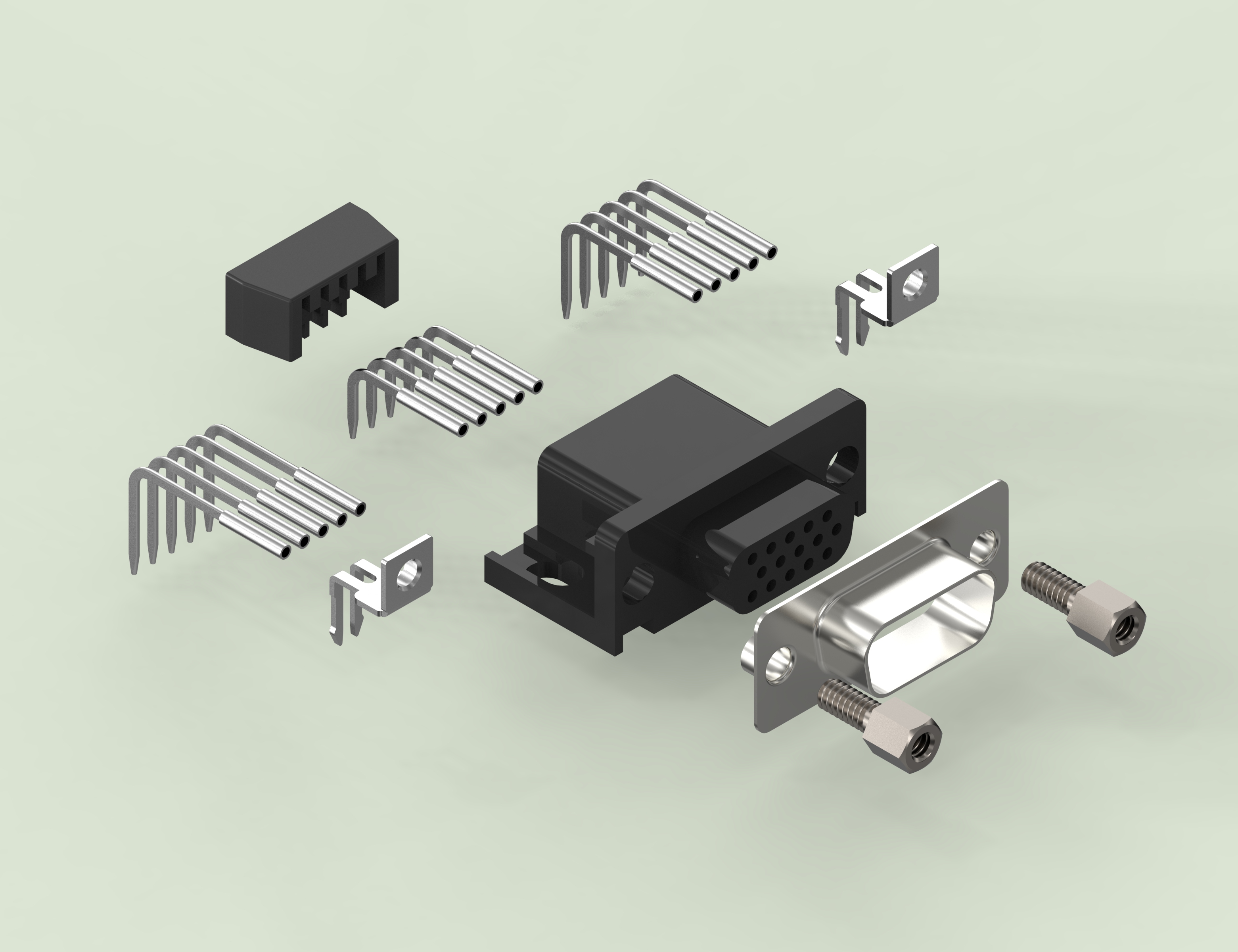 VGA-DB15型公母接口连接器3D图纸+Solidworks设计+附STEP