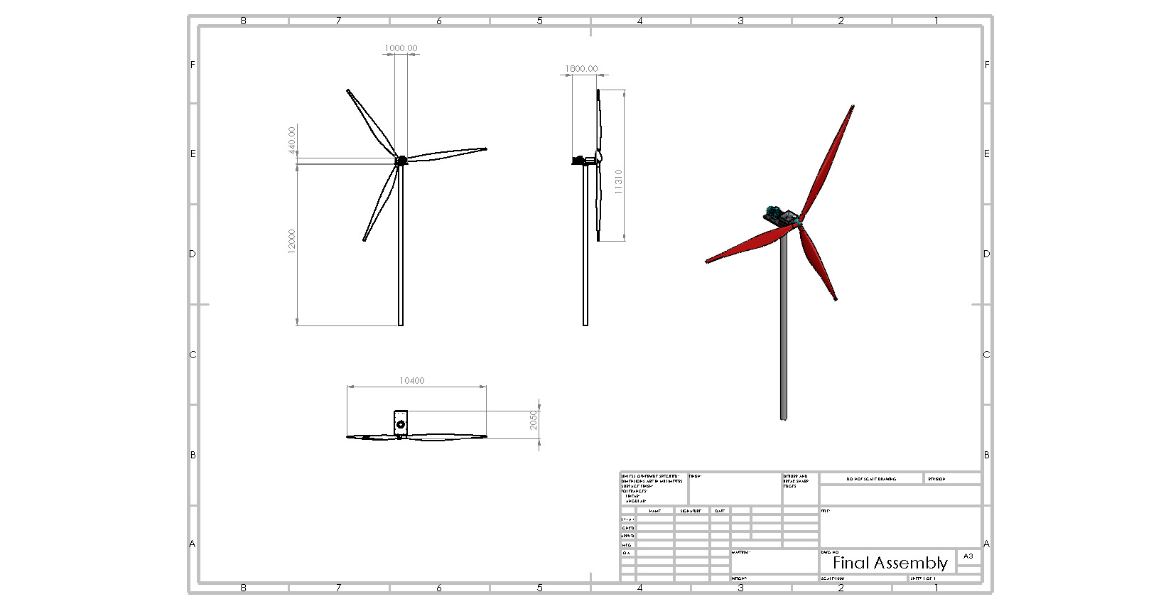 齿轮箱驱动风力涡轮机3D数模图纸+Solidworks设计