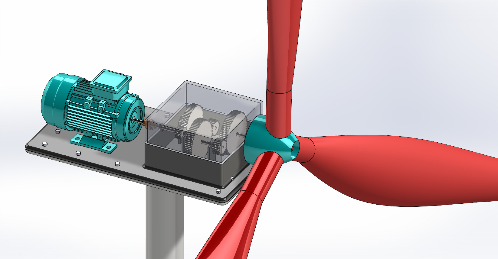 齿轮箱驱动风力涡轮机3D数模图纸+Solidworks设计