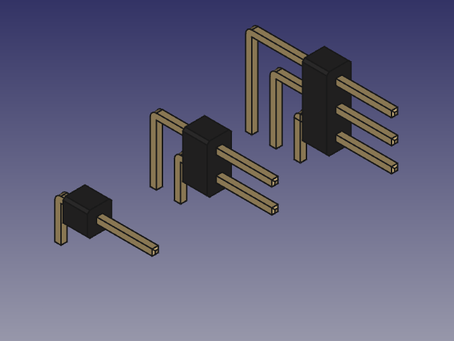 个毫米引脚接头三排直角，适用于kicad 