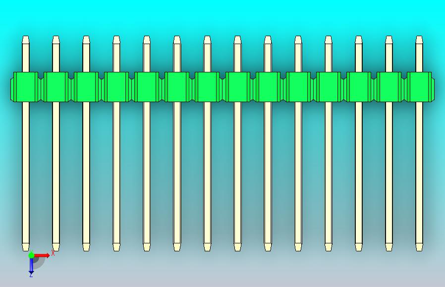 DS1021排针绿色1x14p 100mil Type5