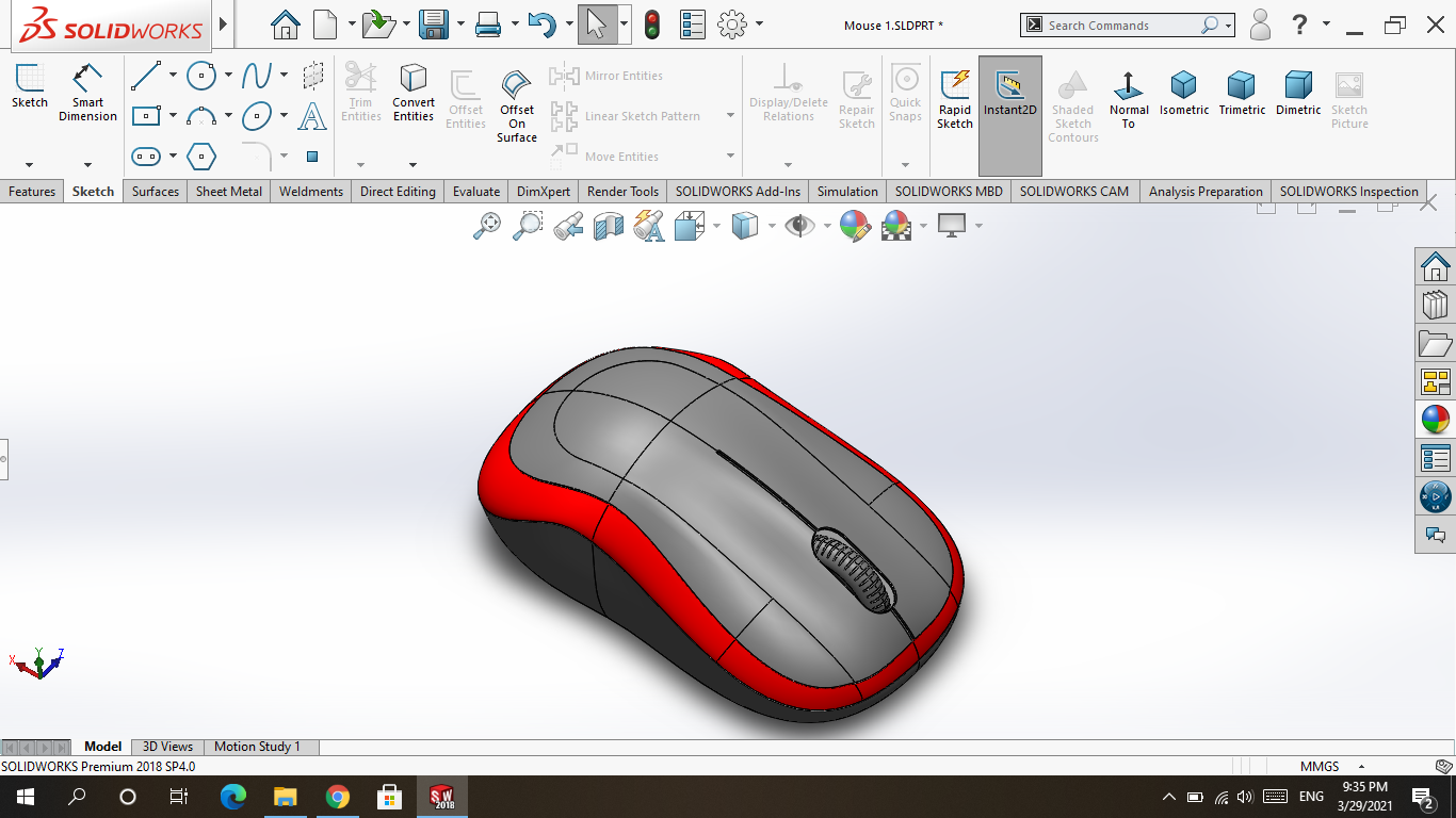 solidworks中的三维鼠标设计