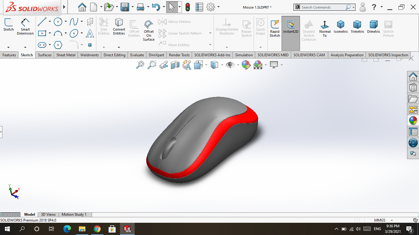 solidworks中的三维鼠标设计