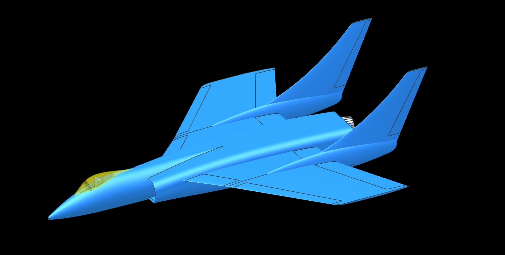 沃特F7U-3弯刀飞机实体装配模型(Alibre)