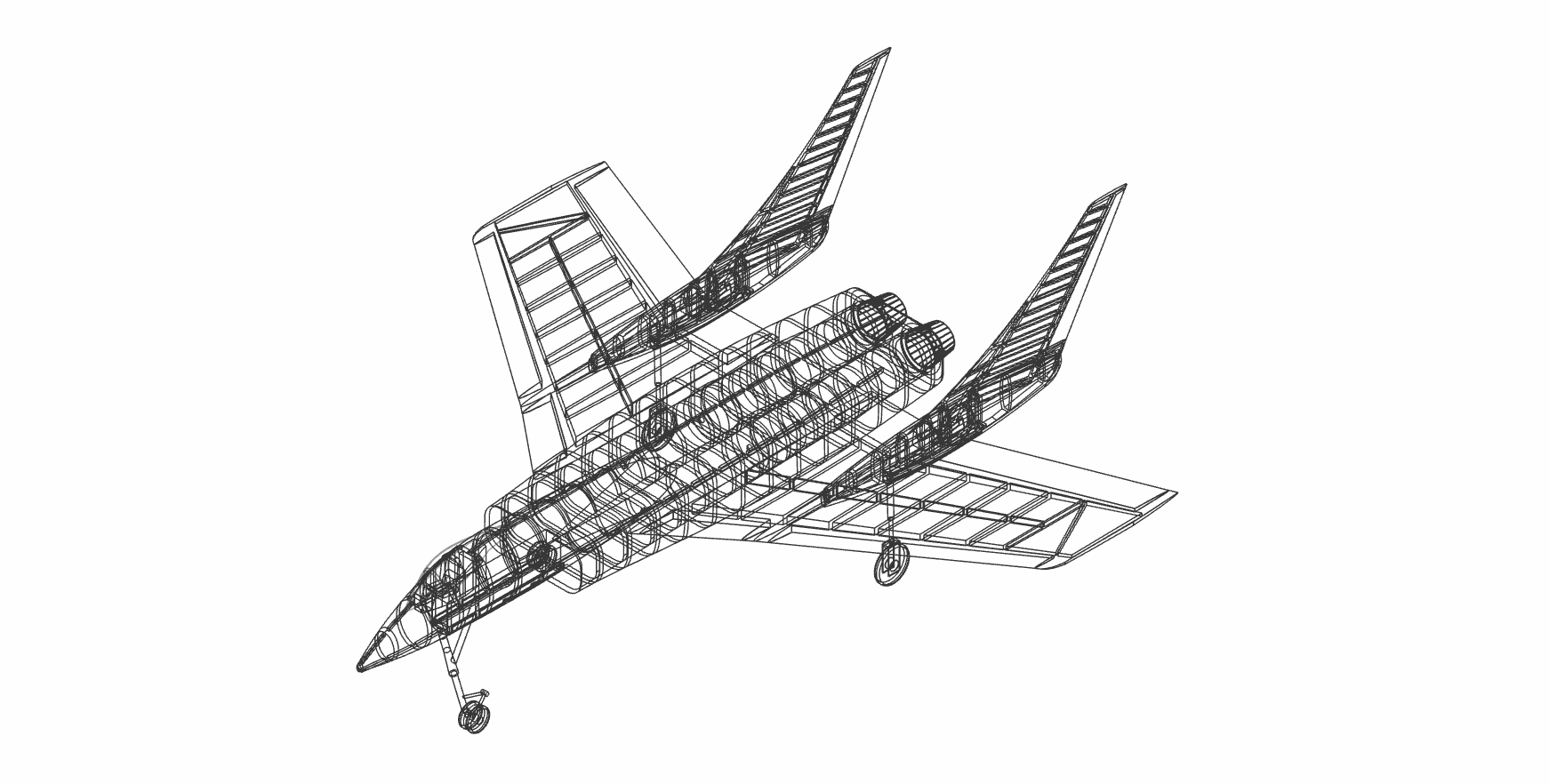 沃特F7U-3弯刀飞机实体装配模型(Alibre)