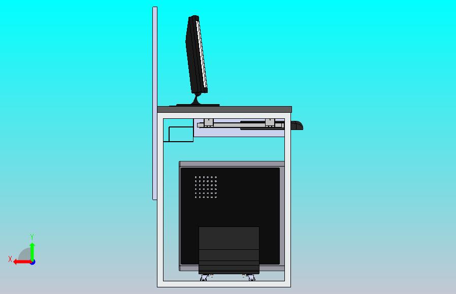 开放式办公桌工作站模型