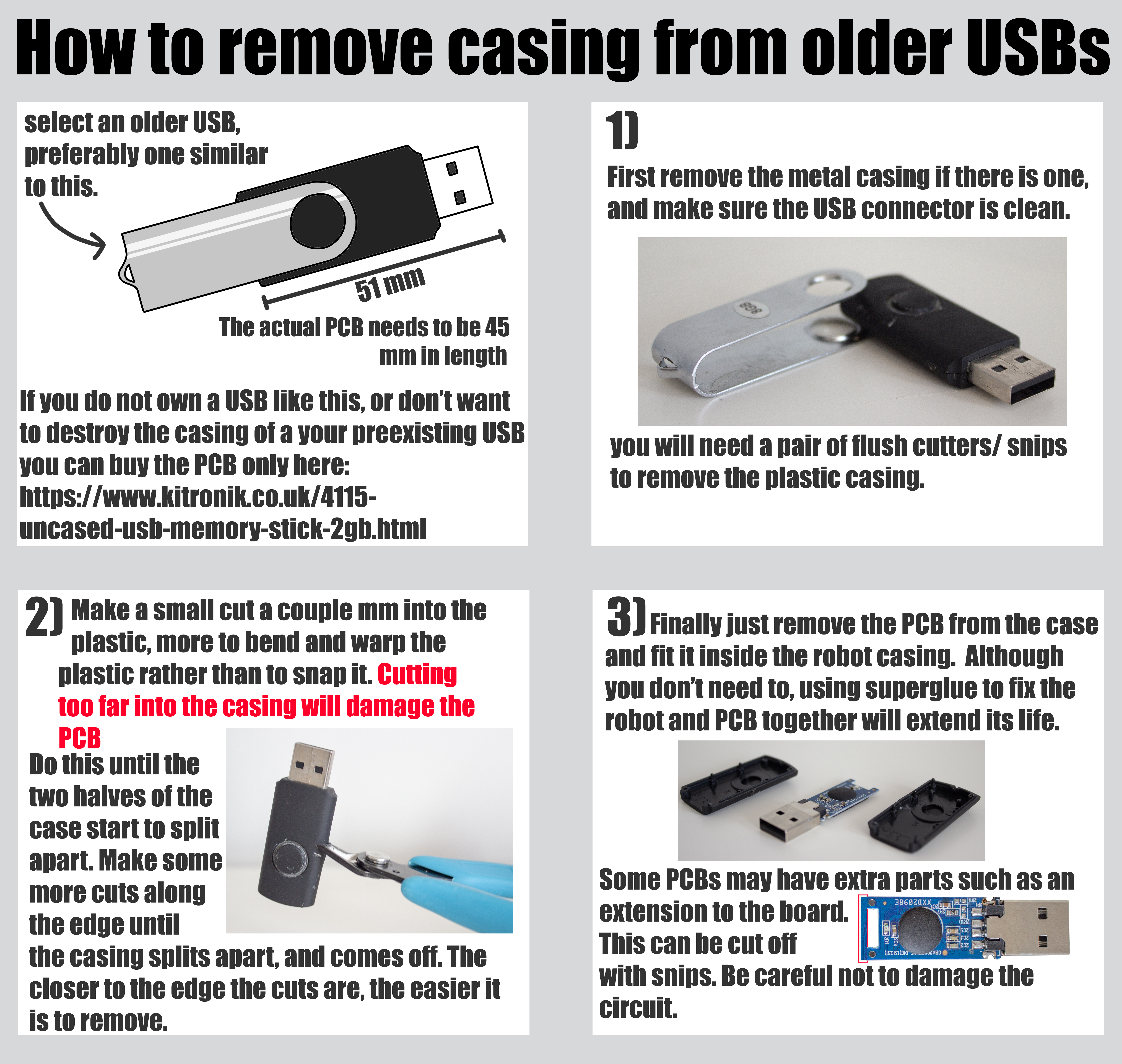 3D打印的USB机器人