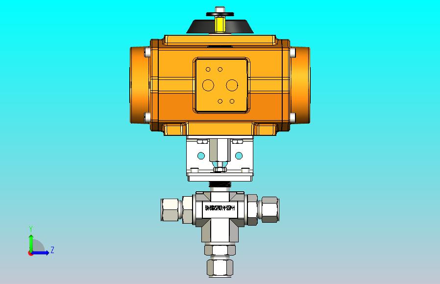 三通球阀带EL-O-Matic PE-60气动执行机构、弹簧复位