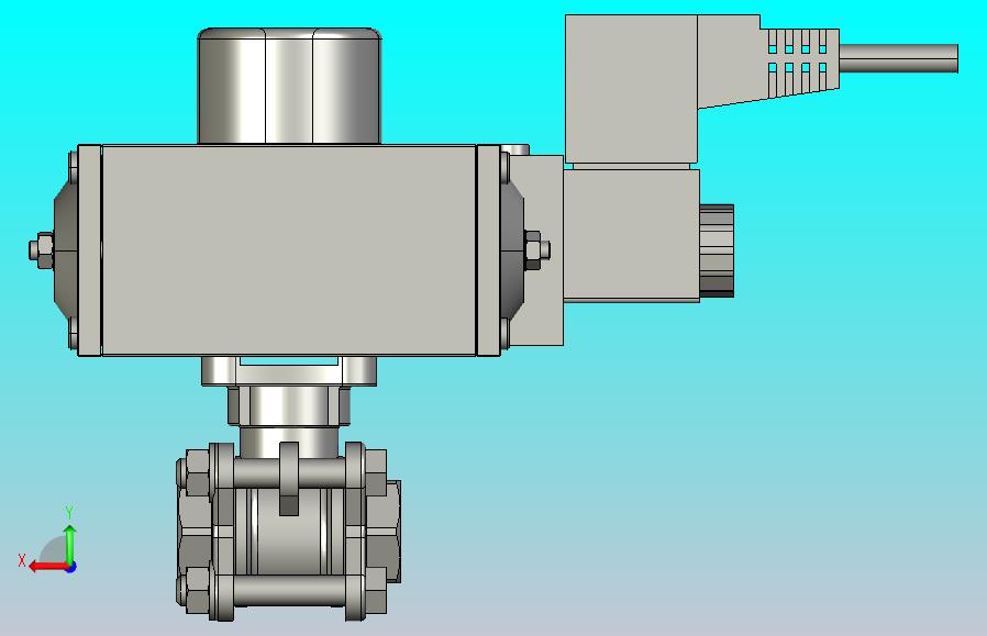使用3pc 2025N不锈钢球阀和Max-Air MT04双作用气动致动器和SV61电磁阀的Max-Air致动组件