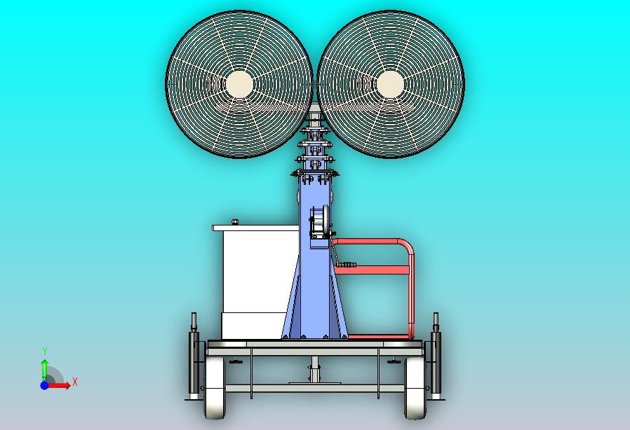 推车上的独立双蒸发空气喷雾冷却器，带桅杆- 7'-12' - 8723 CFM - 9kW燃气发电机防爆