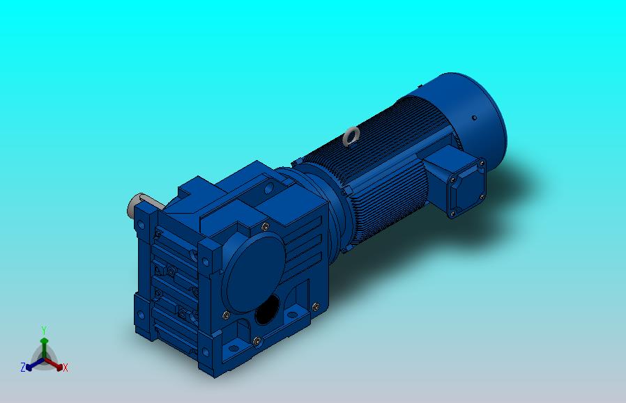 K77底脚轴伸式安装螺旋锥齿轮减速机K77-YBE0.75-6P-135.28-M1-0°-A