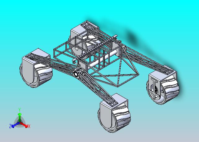 摇臂式悬挂火星探测器车3D图纸 STEP格式