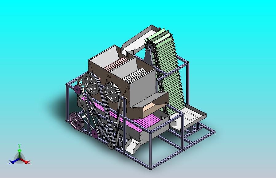 花生剥壳机三维SW+二维CAD