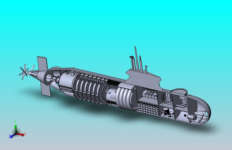潜艇内部演示结构3D图纸 Solidworks设计