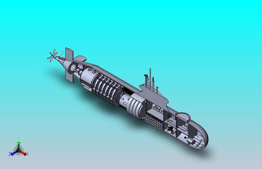 潜艇内部演示结构3D图纸 Solidworks设计