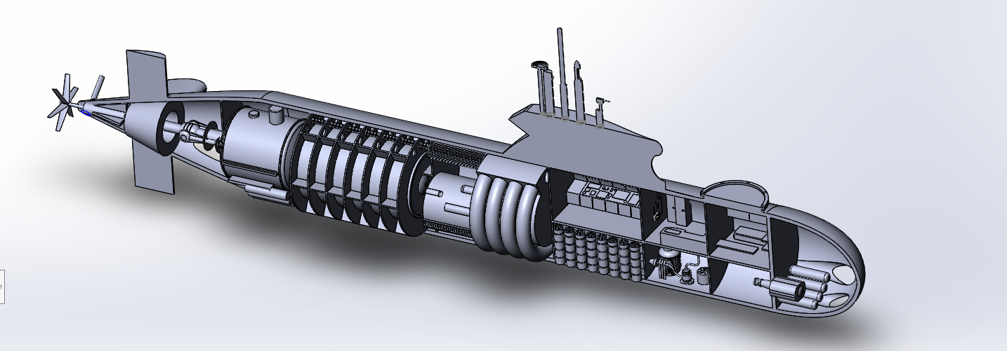 潜艇内部演示结构3D图纸 Solidworks设计
