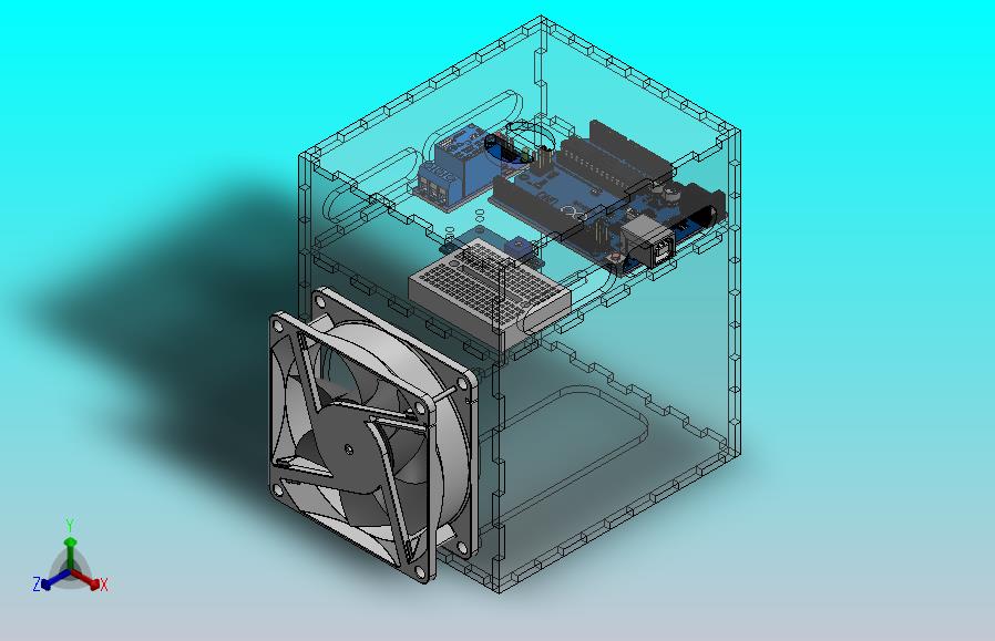 带自动排风的吸烟结构3D数模图纸 Solidworks设计