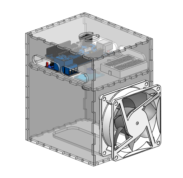 带自动排风的吸烟结构3D数模图纸 Solidworks设计