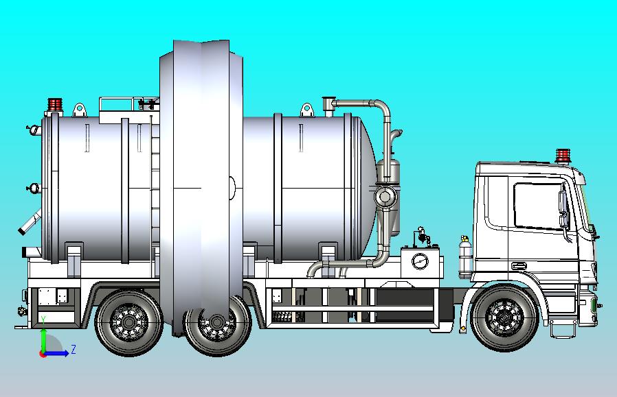 环卫污水真空车3D数模图纸 IGS格式