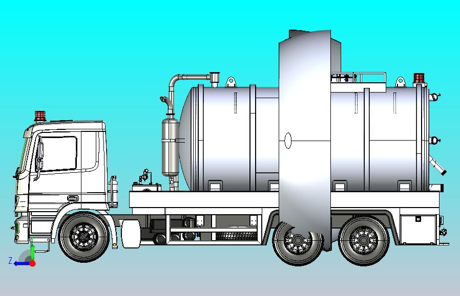 环卫污水真空车3D数模图纸 IGS格式