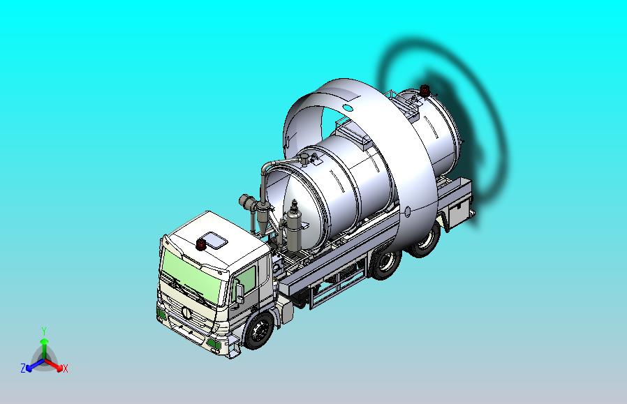 环卫污水真空车3D数模图纸 IGS格式