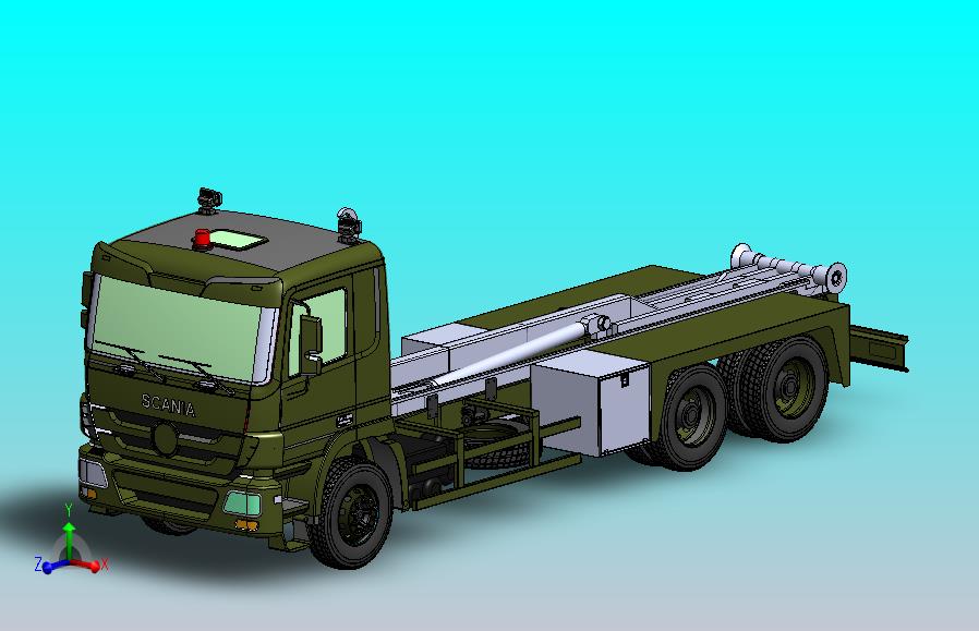 钩臂式起重卡车3D图纸 Solidworks设计
