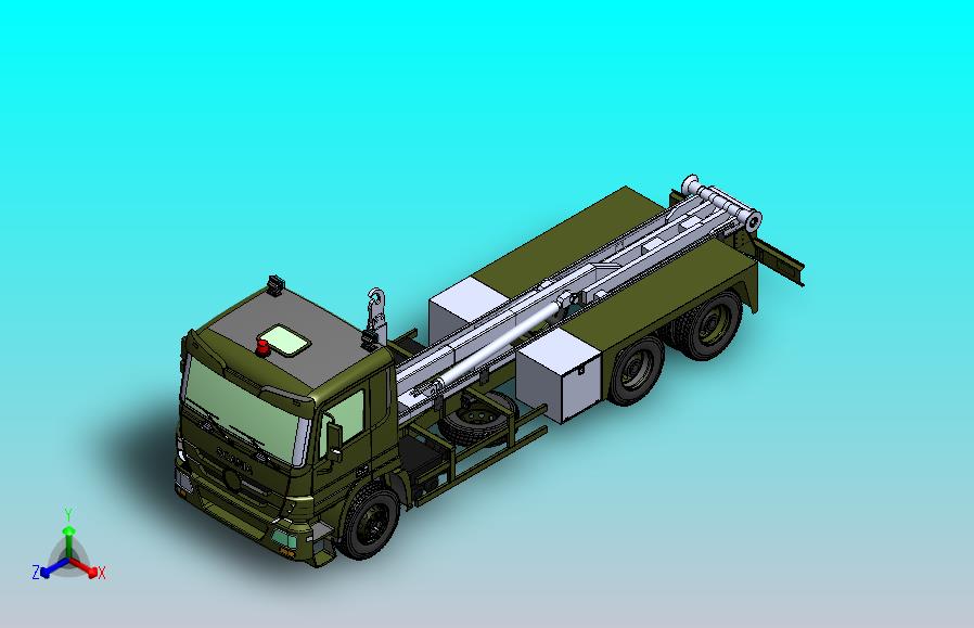 钩臂式起重卡车3D图纸 Solidworks设计