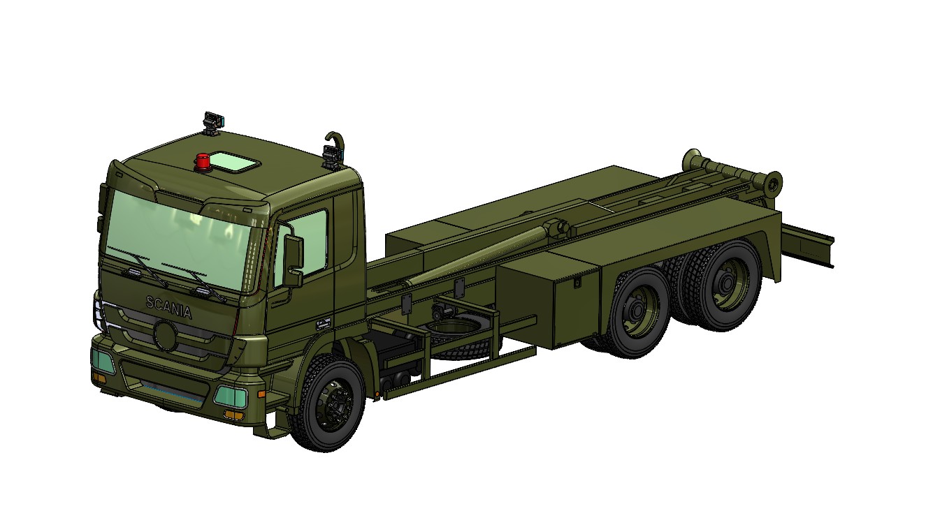钩臂式起重卡车3D图纸 Solidworks设计