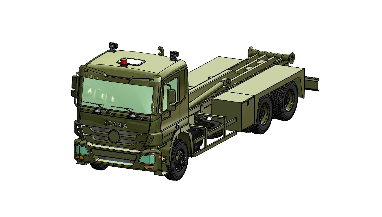 钩臂式起重卡车3D图纸 Solidworks设计
