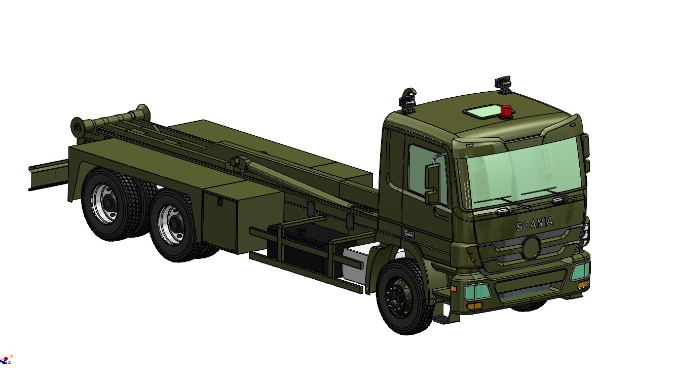 钩臂式起重卡车3D图纸 Solidworks设计