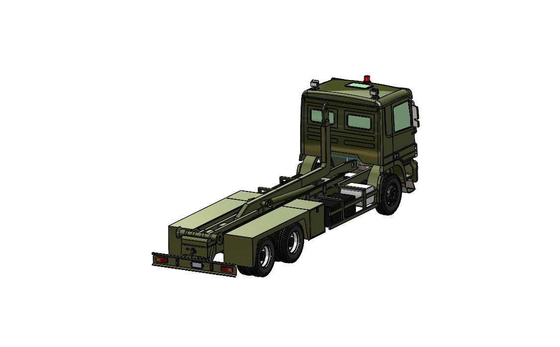 钩臂式起重卡车3D图纸 Solidworks设计