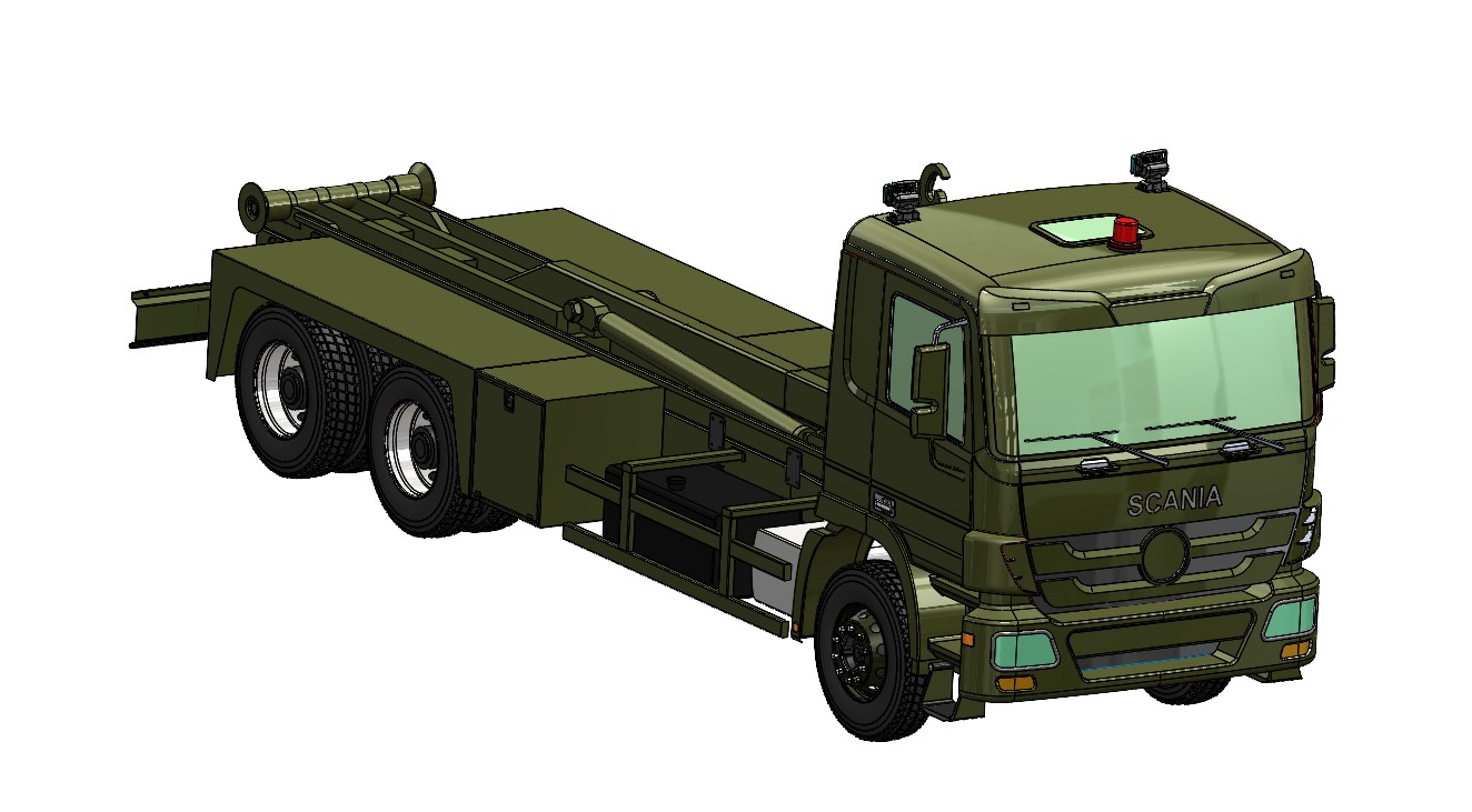 钩臂式起重卡车3D图纸 Solidworks设计