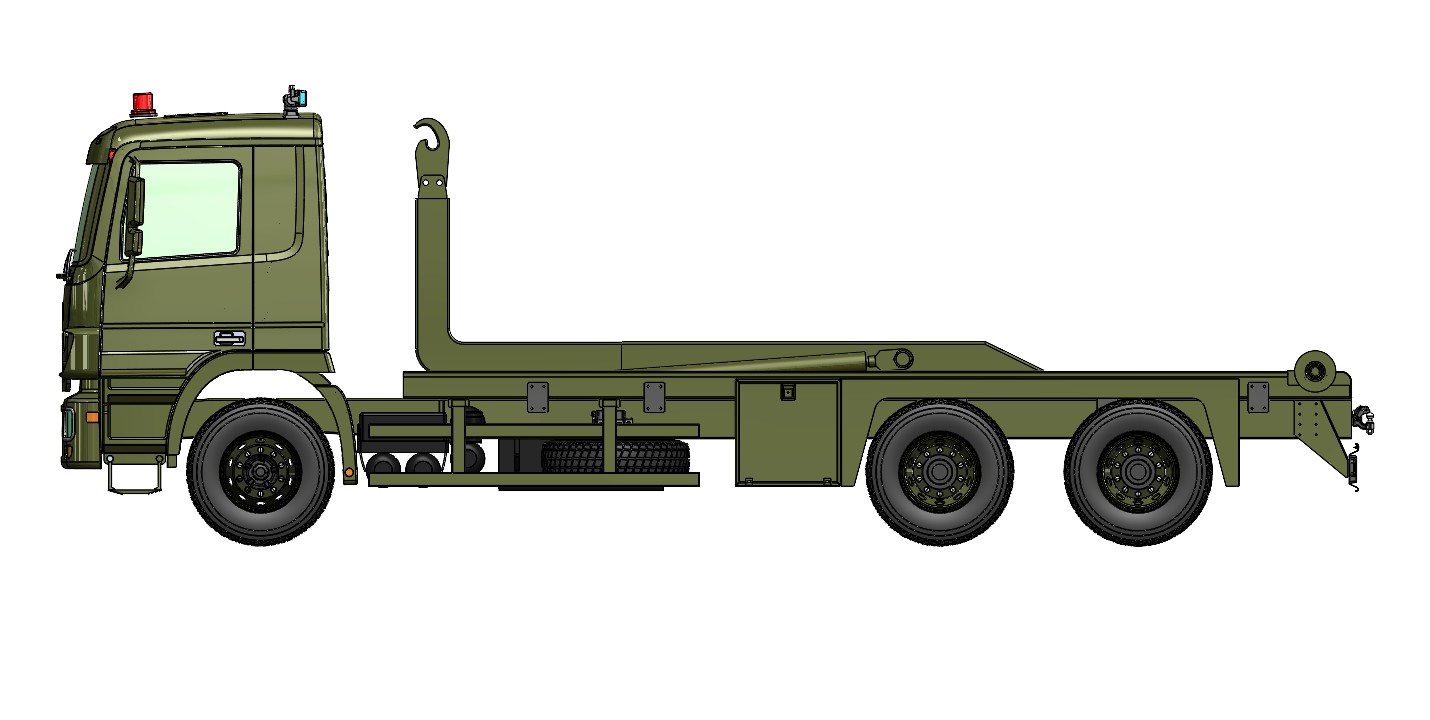 钩臂式起重卡车3D图纸 Solidworks设计
