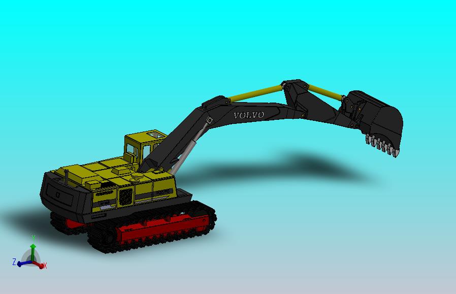 挖掘机简易模型3D图纸 Solidworks设计