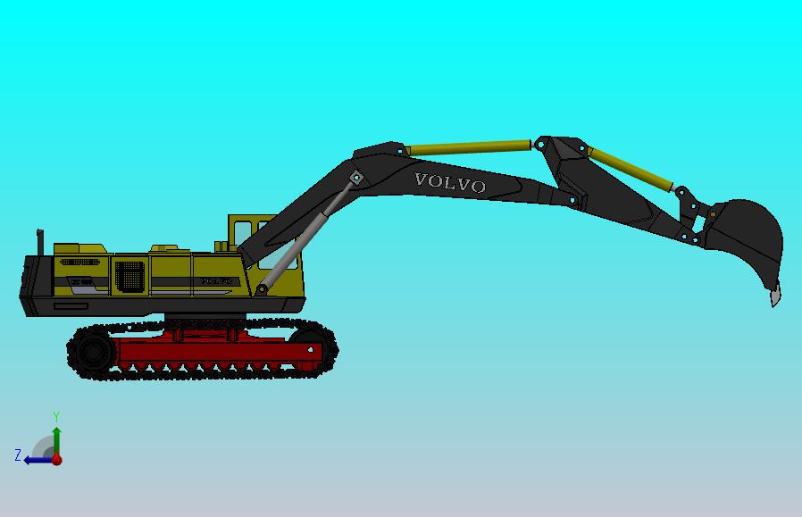 挖掘机简易模型3D图纸 Solidworks设计