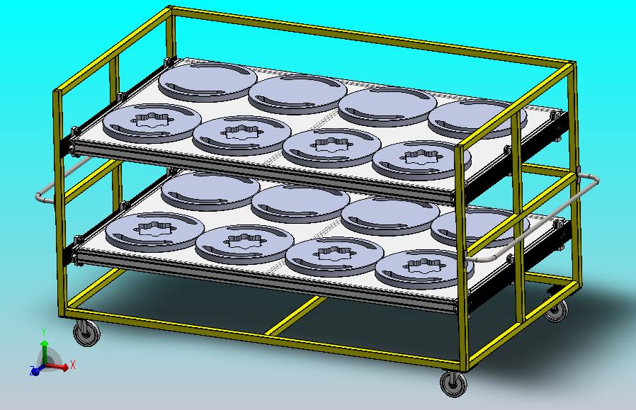 带双抽屉的物料搬运手推车3D图纸 Solidworks设计