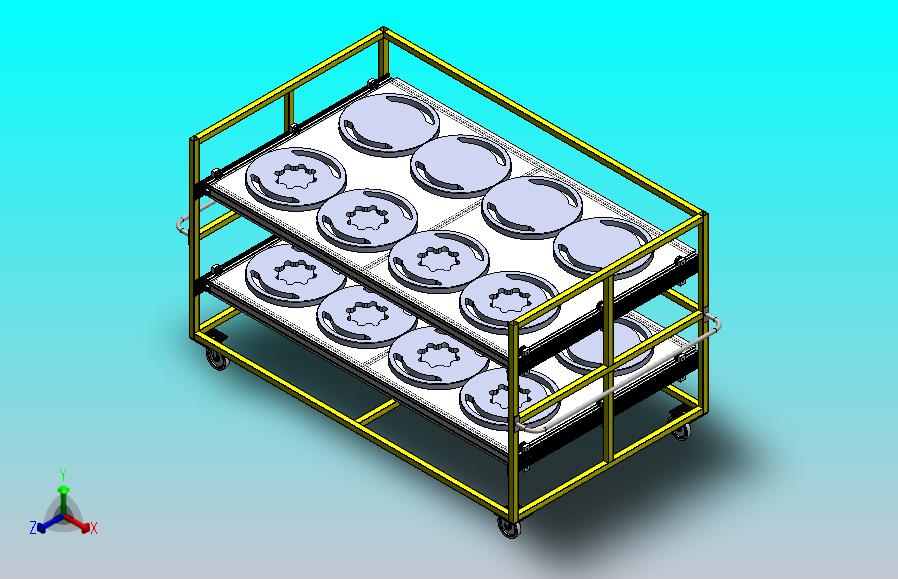 带双抽屉的物料搬运手推车3D图纸 Solidworks设计