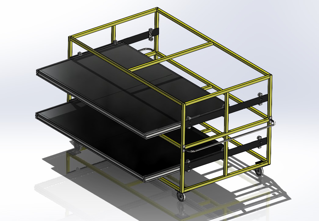 带双抽屉的物料搬运手推车3D图纸 Solidworks设计