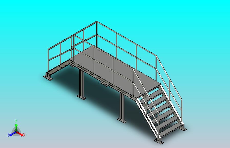 工业钢楼梯 -  3D CAD型号（步骤文件）