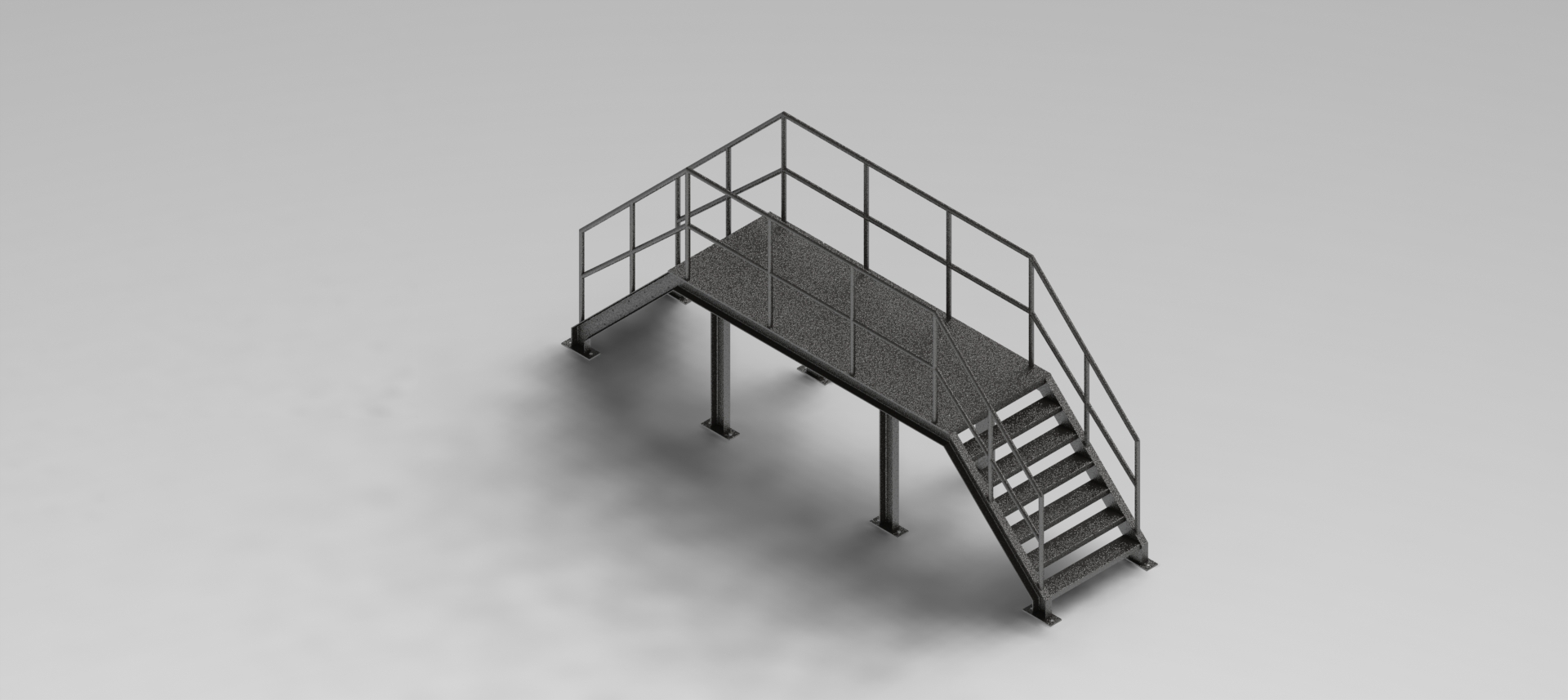 工业钢楼梯 -  3D CAD型号（步骤文件）