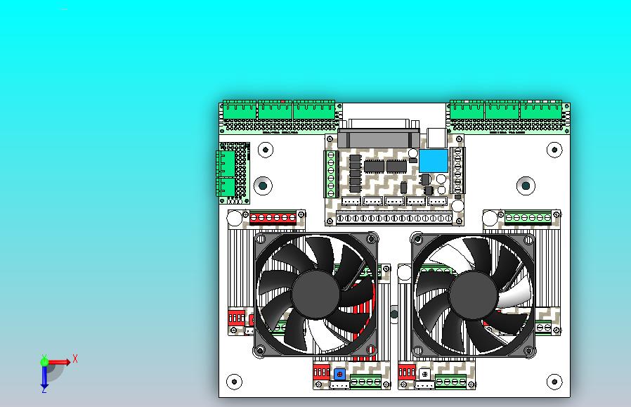 数控单元安装设计(CNC 5Axis控制器);4 个 TB6600 4.5A 驱动器单元3 转换费;2 个风扇 8015