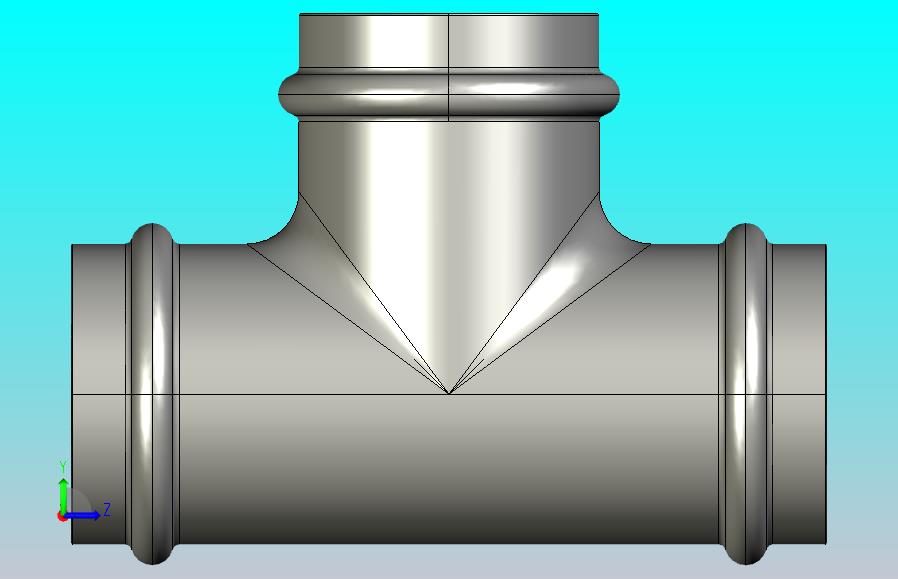 PF 40102 - 2英寸三通装配-流线型铜压力配件