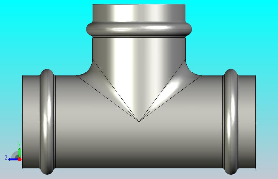 PF 40102 - 2英寸三通装配-流线型铜压力配件