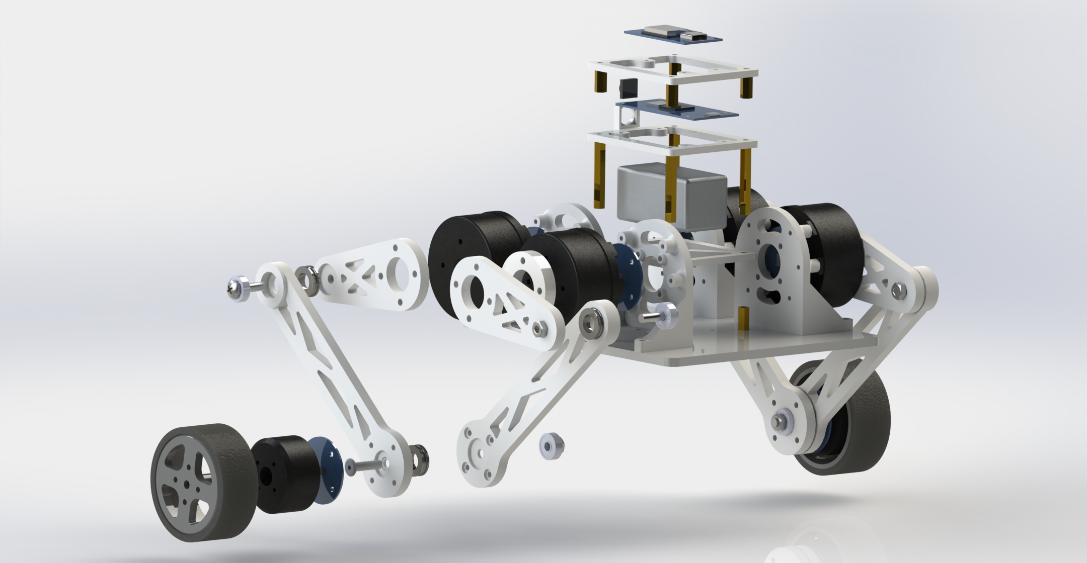 开源Robotmaster轮式双足机器人3D数模图纸 Solidworks设计