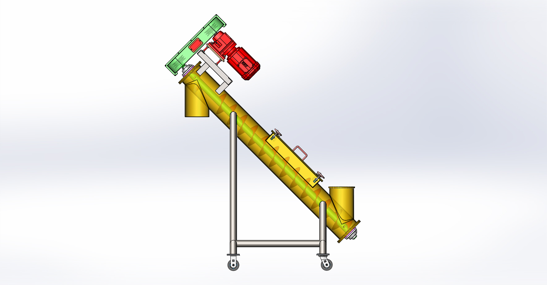 便携式倾斜螺旋给料机3D图纸 STEP格式