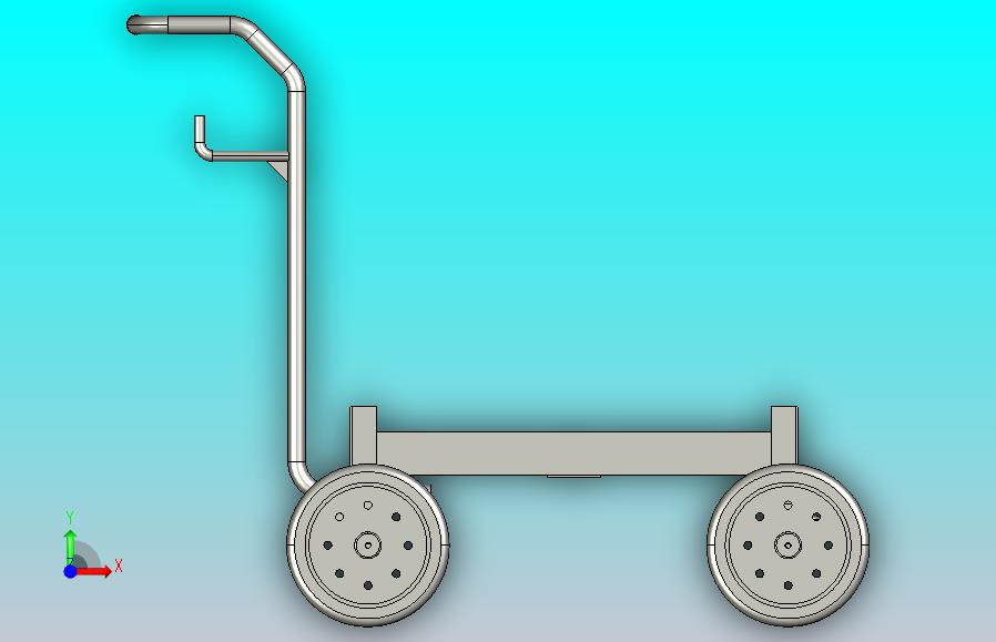 通用推行式手推车简易模型3D图纸 STEP格式