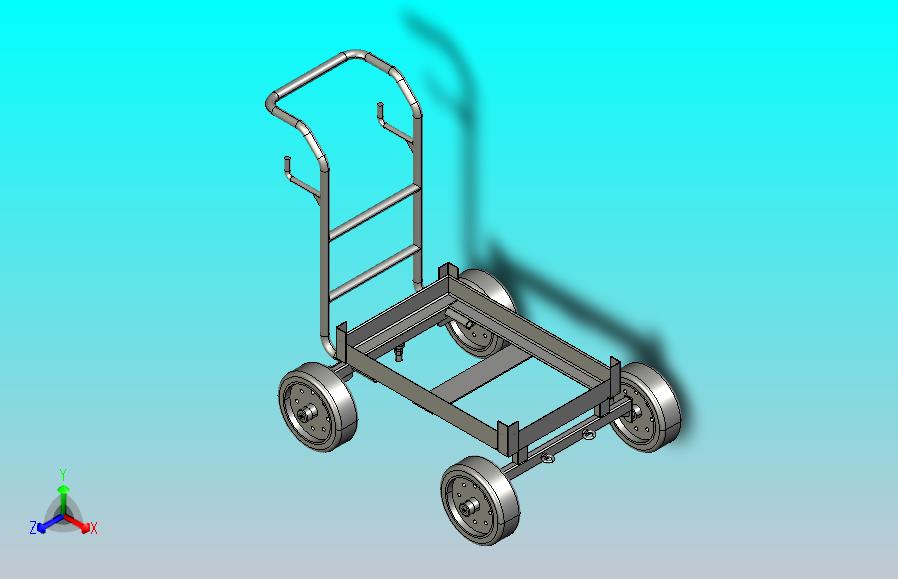 通用推行式手推车简易模型3D图纸 STEP格式